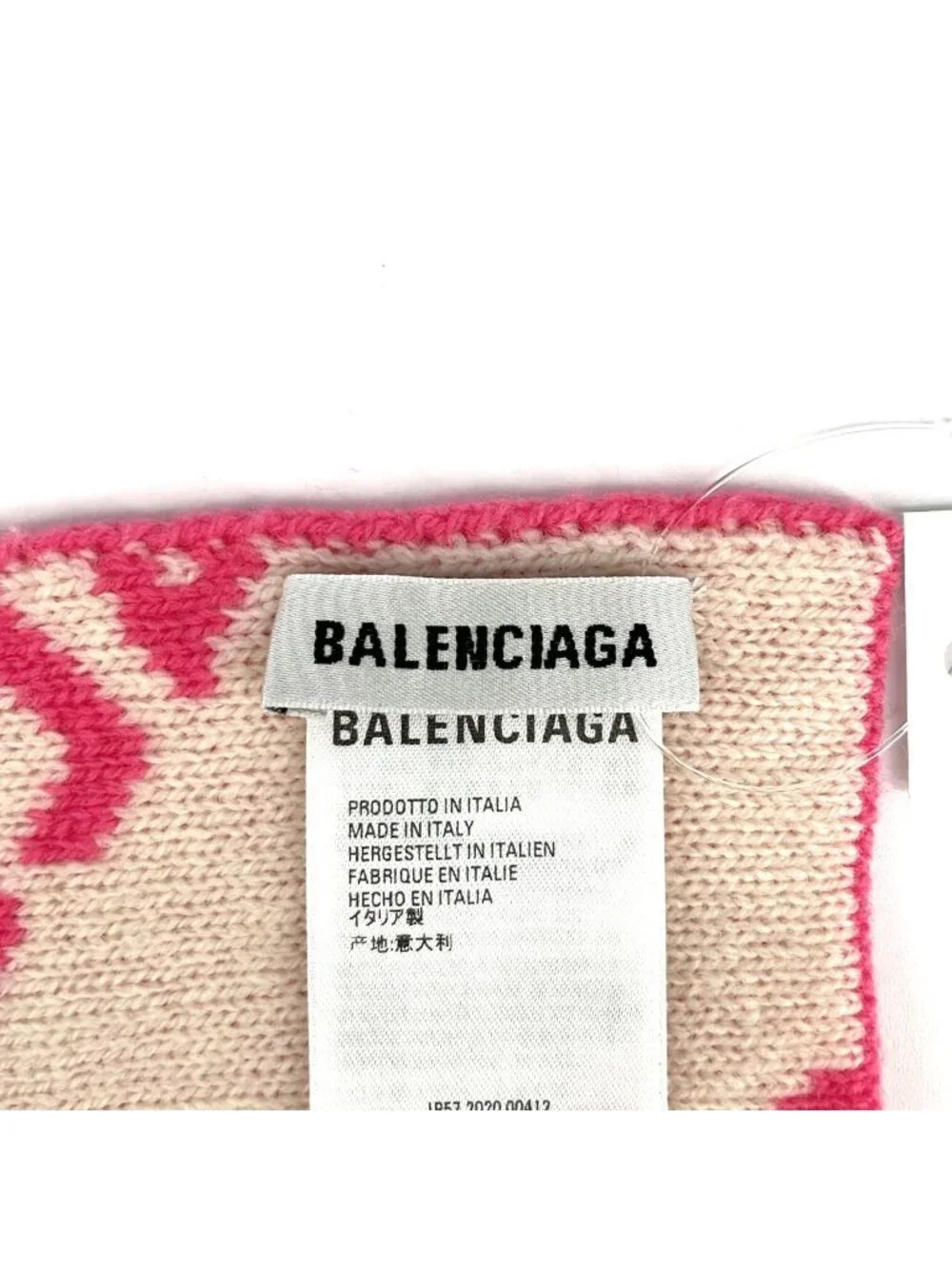 Balenciaga Wool All Logo Scarf Shawl Pink White - Picture 3 of 6